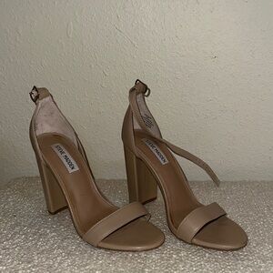 Steve Madden Beige Ankle Strap Block Heel Sandals